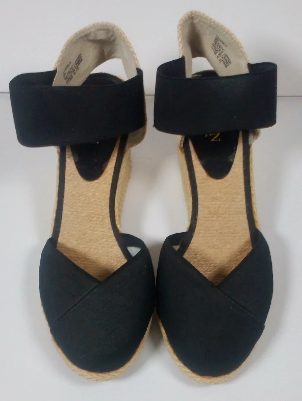 Lauren Ralph Lauren Charza Espadrille Wedge Sandals Womens 9B Black Elastic